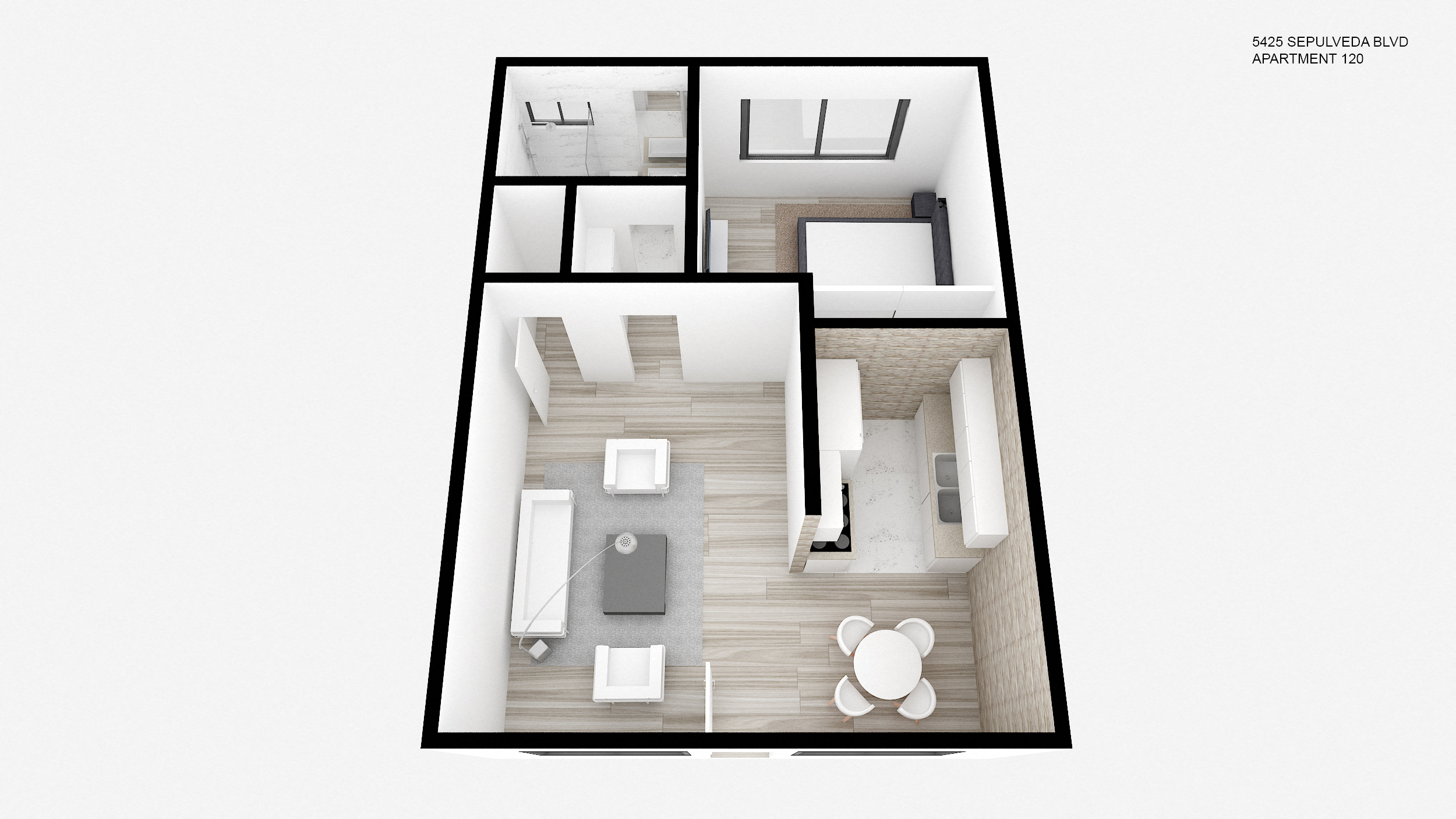 Floor plan for 1 bed, 1 bath, 742 sqft